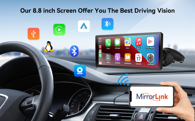 8.8 Inch Dual Wireless Carplay And Android Auto Bluetooth / AUX input Linux System 0